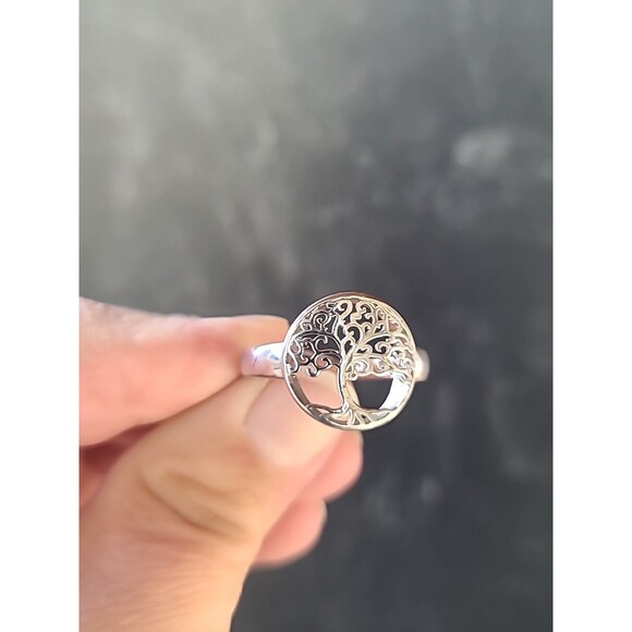 925 Sterling Silver Tree Of Life Ring, Size US 10.5, Vintage - Picture 3 of 10